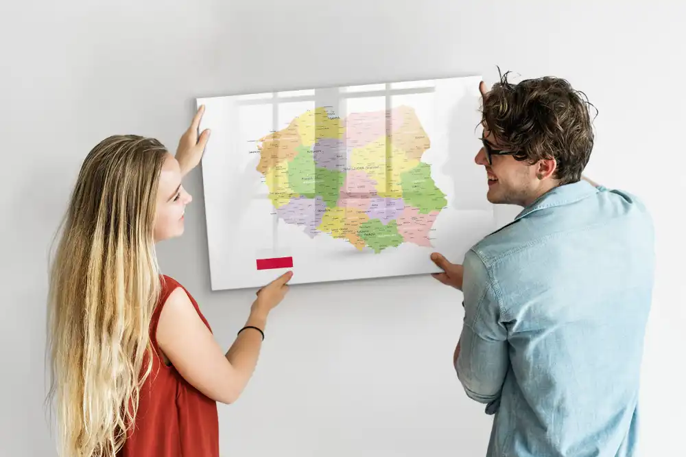 Magnetická kreslící tabule pro děti s geografickou mapou Polska
