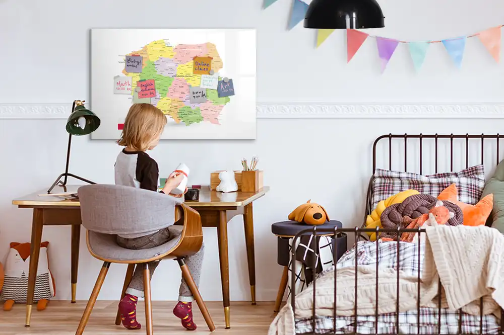 Magnetická kreslící tabule pro děti s geografickou mapou Polska