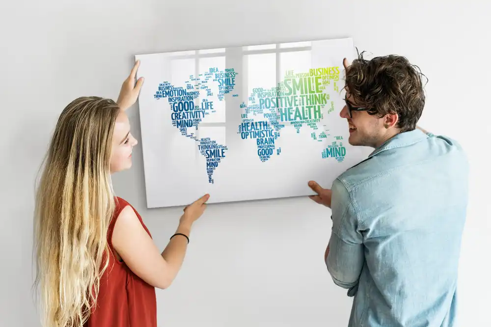 Magnetická kreslicí tabule Mapa plná laskavých slov