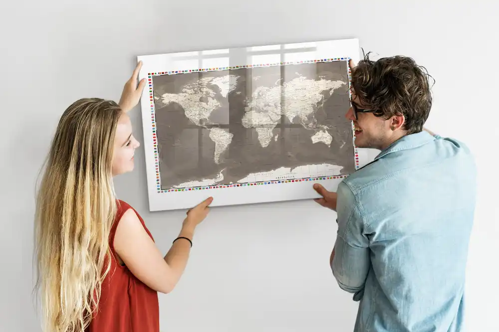 Dětská magnetická kreslící tabule s motivem kontinentů