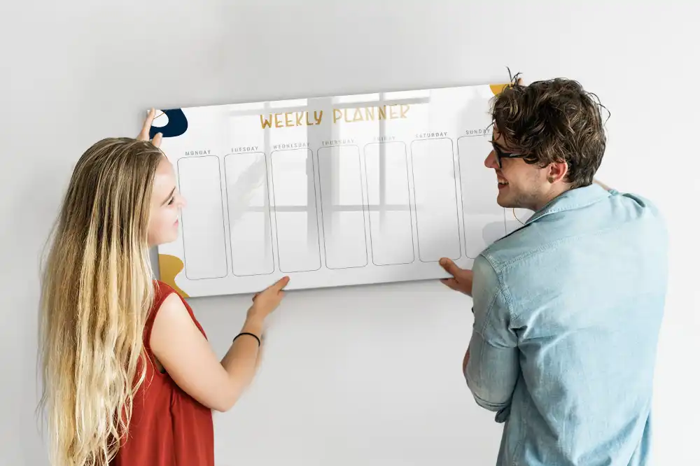 Magnetická kreslící tabule pro děti s týdenním plánovačem