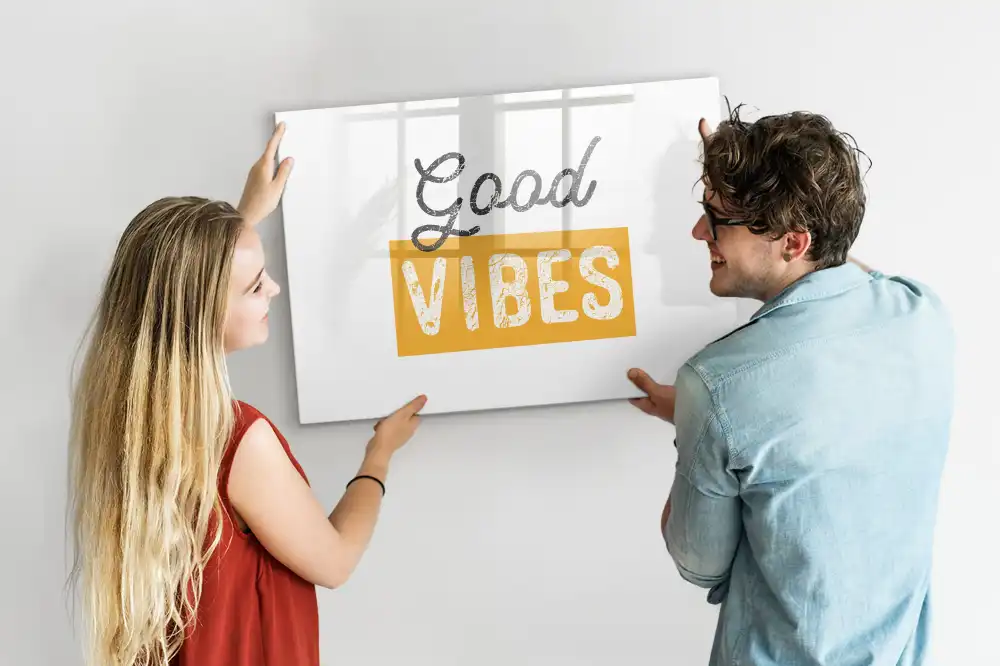 Magnetická kreslicí tabule s motivem inspirativního citátu na dobré ráno