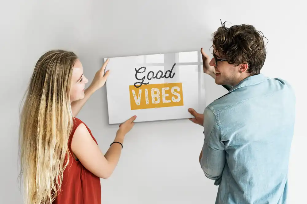 Magnetická kreslicí tabule s motivem inspirativního citátu na dobré ráno