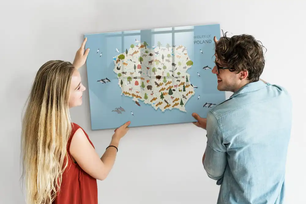 Magnetická kreslící tabule pro děti s motivem mapy Polska a zvířat