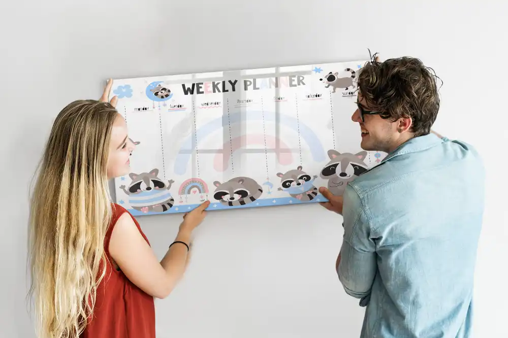 Dětská magnetická kreslicí tabule s týdenním kalendářem