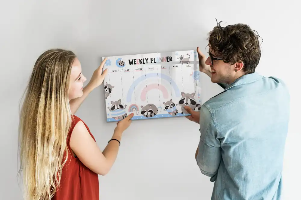 Dětská magnetická kreslicí tabule s týdenním kalendářem