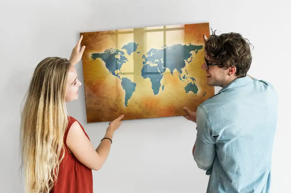 Magnetická kreslící tabule s motivem mapy světa