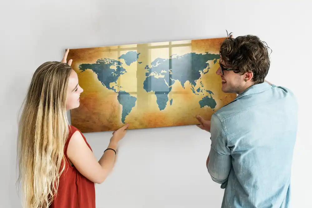 Magnetická kreslící tabule s motivem mapy světa
