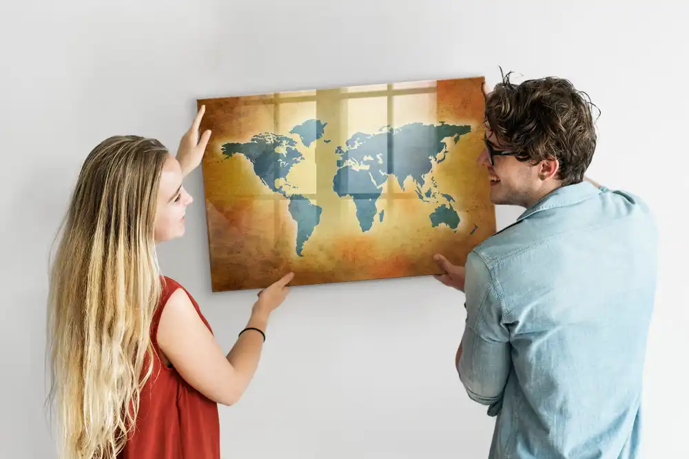 Magnetická kreslící tabule s motivem mapy světa