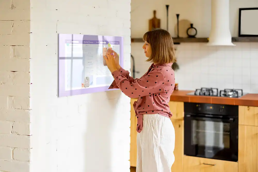 Růžová magnetická kreslicí tabule s ročním kalendářem