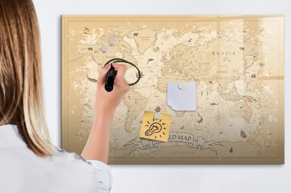 Magnetická kreslící tabule pro děti s motivem historického atlasu světa