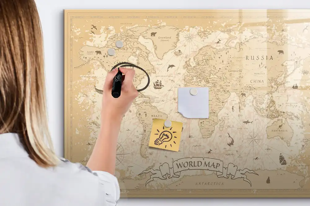 Magnetická kreslící tabule pro děti s motivem historického atlasu světa