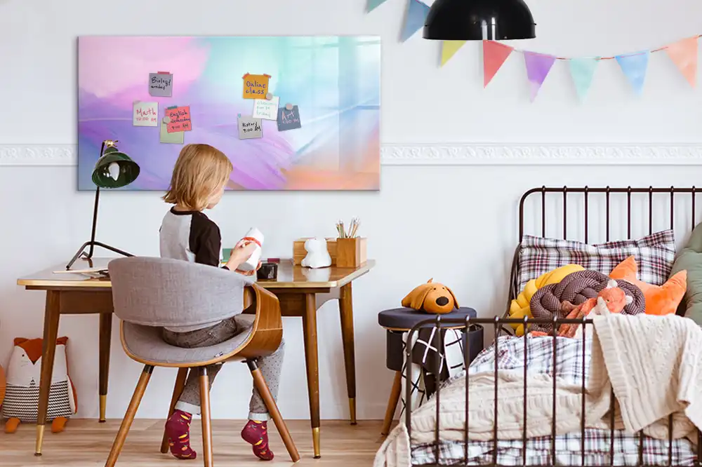 Magnetická kreslicí tabulka vzor vícebarevné ptačí peří