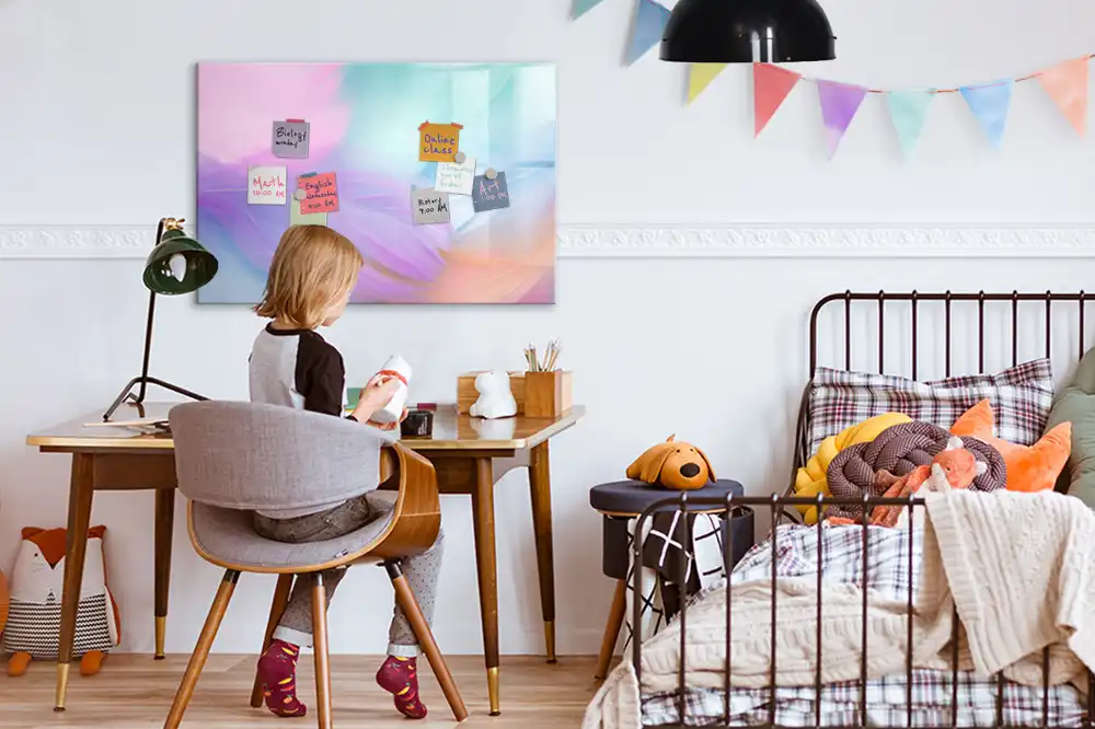 Magnetická kreslicí tabulka vzor vícebarevné ptačí peří