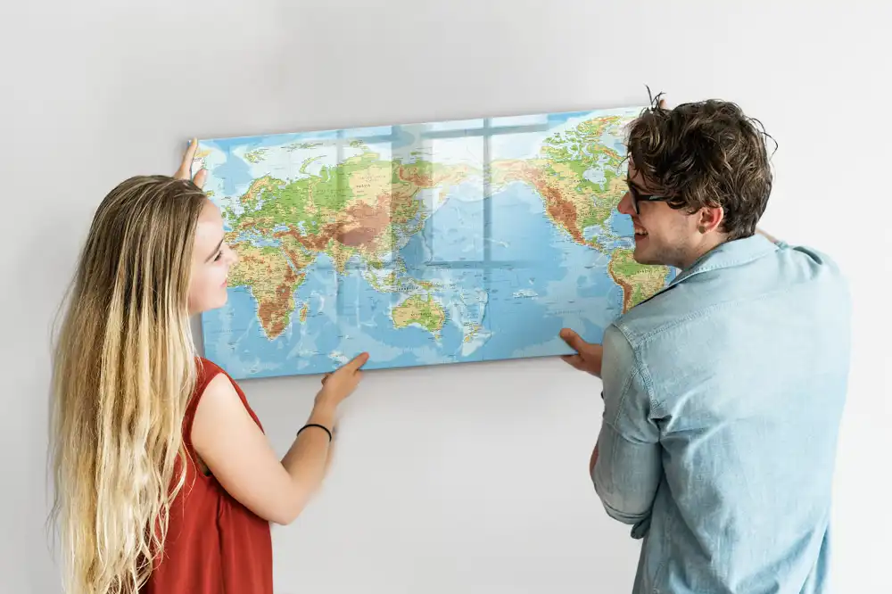 Magnetická kreslící tabule pro děti s motivem fyzikální mapy světa
