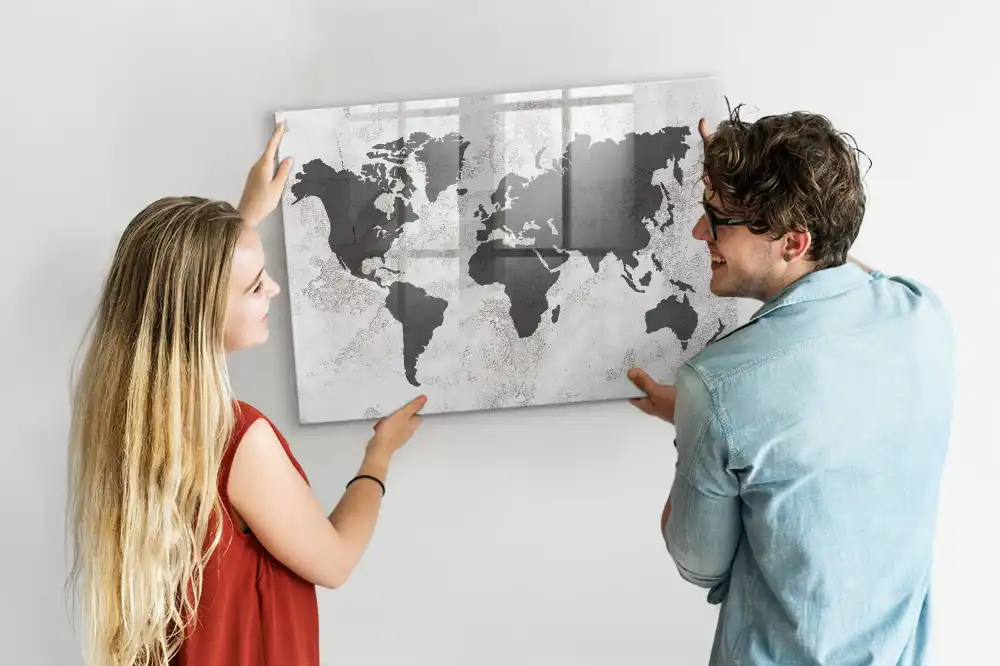 Dětská magnetická kreslící tabule s mapou a betonovou konstrukcí