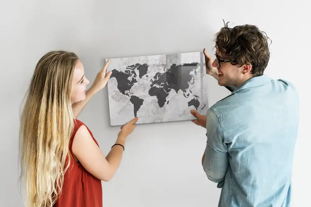 Dětská magnetická kreslící tabule s mapou a betonovou konstrukcí
