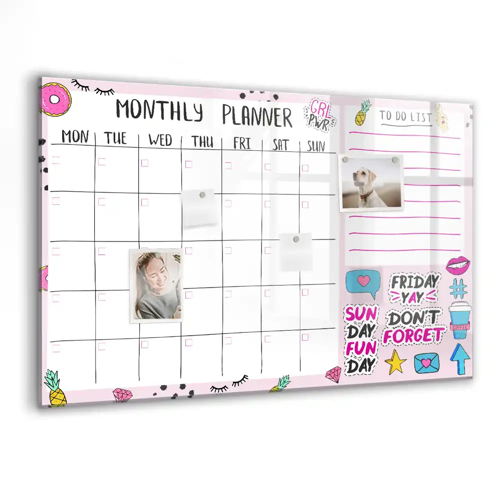 Magnetická kreslící tabule pro děti s měsíčním plánovačem