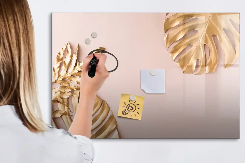 Magnetická kreslící tabule pro děti se vzorem zlatých tropických listů