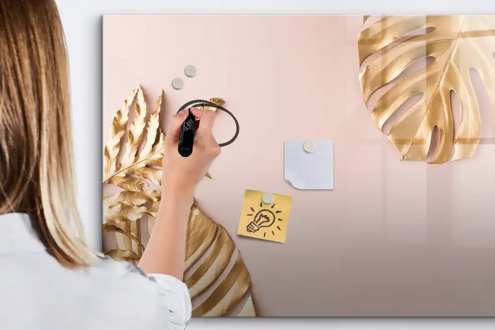 Magnetická kreslící tabule pro děti se vzorem zlatých tropických listů