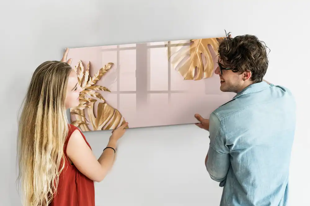 Magnetická kreslící tabule pro děti se vzorem zlatých tropických listů