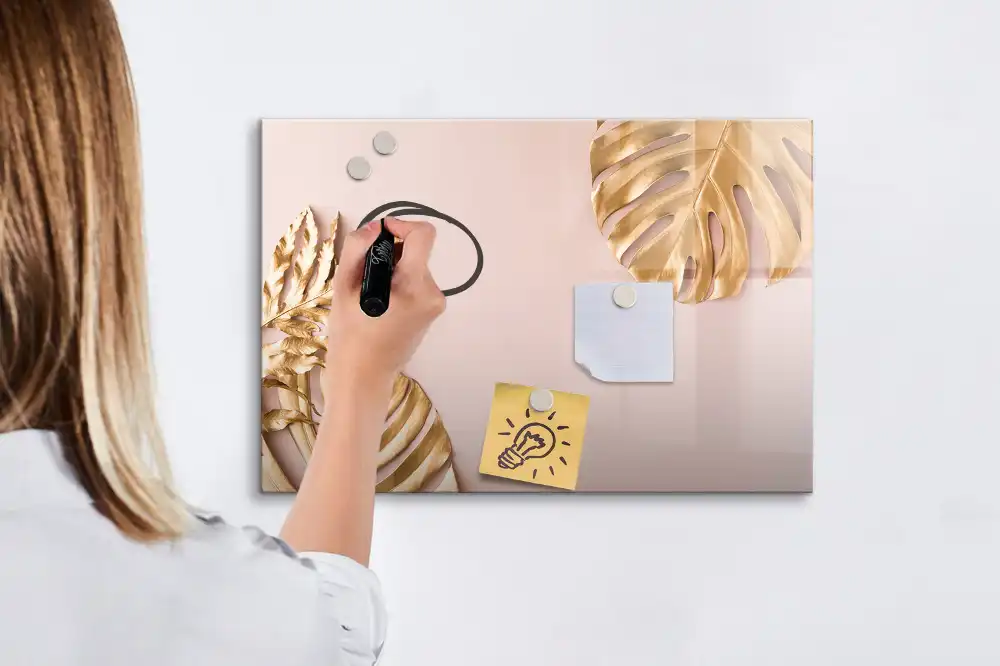 Magnetická kreslící tabule pro děti se vzorem zlatých tropických listů