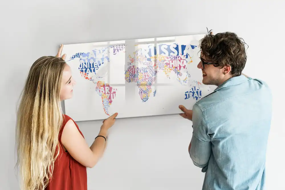 Magnetická tabule s mapou světa pro kreslení