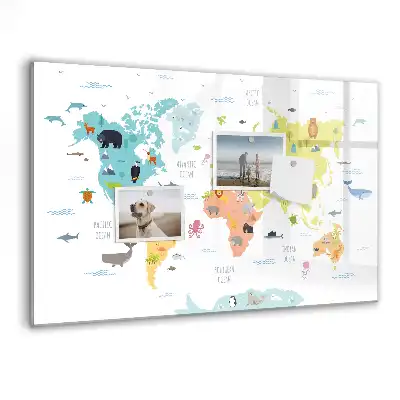 Magnetická kreslící tabule Zvířata na mapě světa