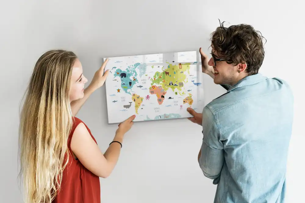 Magnetická kreslící tabule Zvířata na mapě světa