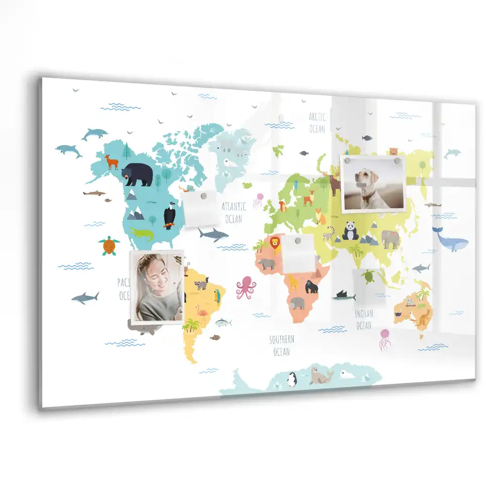 Magnetická kreslící tabule Zvířata na mapě světa