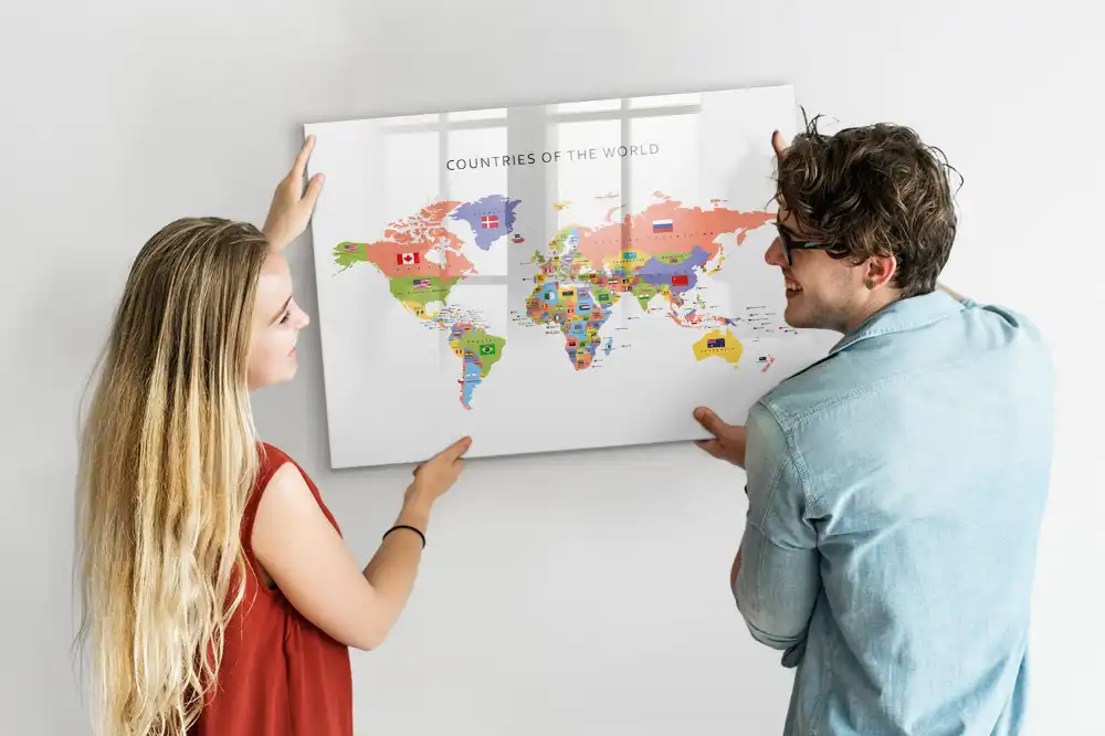 Magnetická kreslící tabule pro děti se seznamem státních vlajek