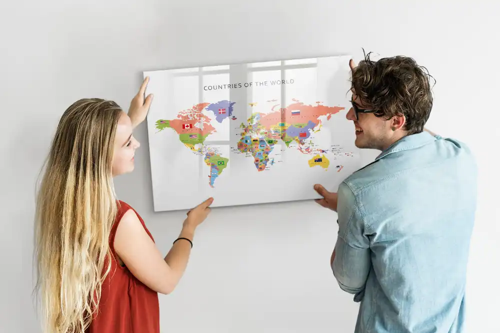 Magnetická kreslící tabule pro děti se seznamem státních vlajek