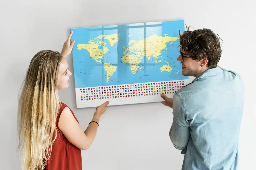 Magnetická kreslicí tabulka s motivem mapy světa