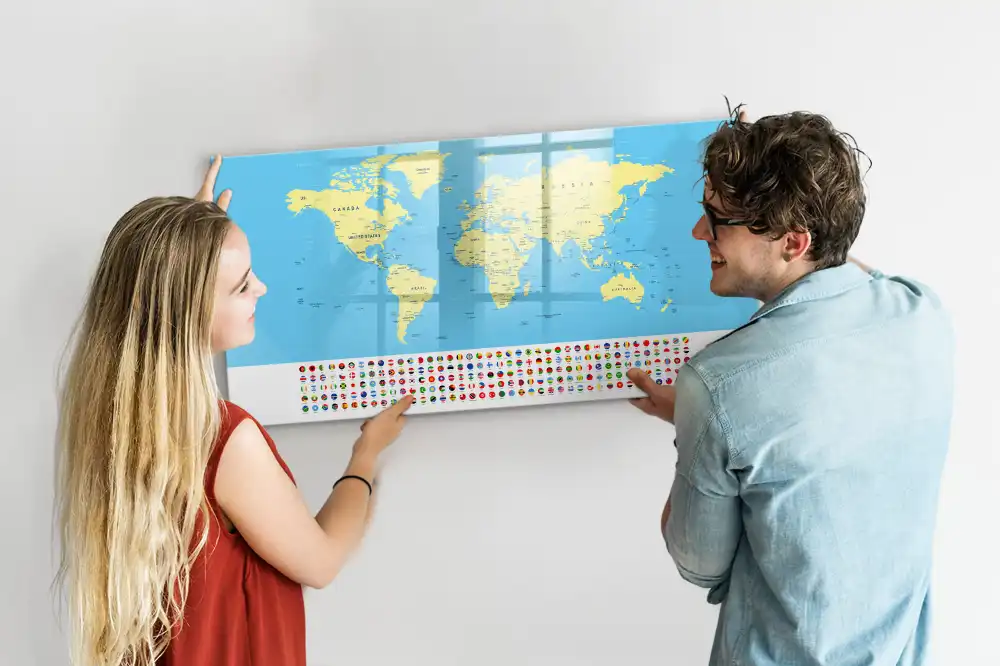 Magnetická kreslicí tabulka s motivem mapy světa