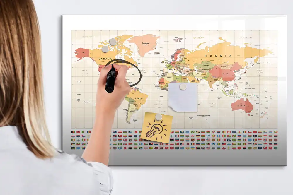 Magnetická kreslicí tabule s mapou světa