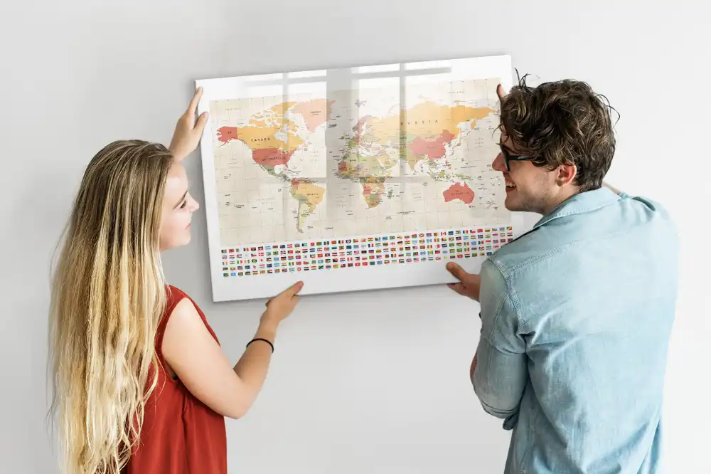 Magnetická kreslicí tabule s mapou světa