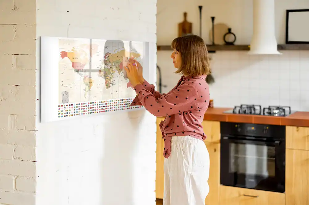 Magnetická kreslicí tabule s mapou světa
