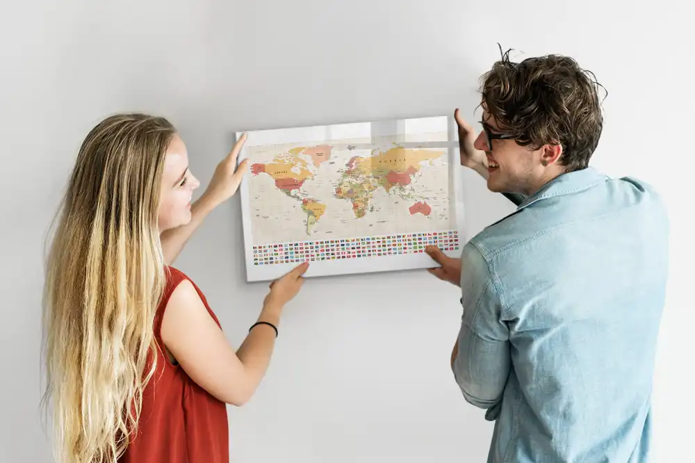 Magnetická kreslicí tabule s mapou světa