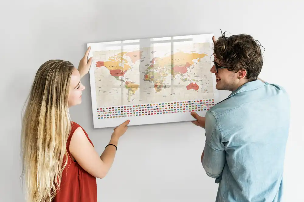 Magnetická kreslicí tabule s mapou světa