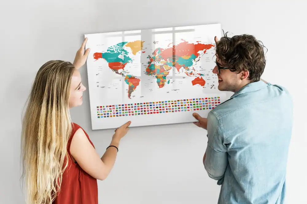 Vícebarevná magnetická tabule na kreslení mapa světa