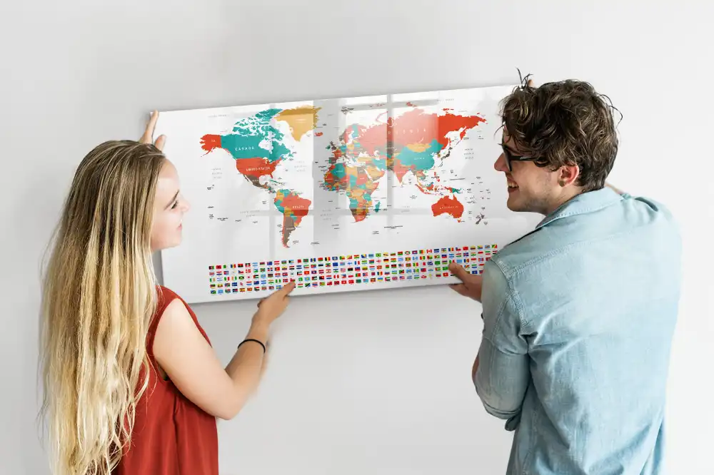Vícebarevná magnetická tabule na kreslení mapa světa
