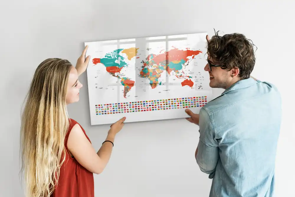 Vícebarevná magnetická tabule na kreslení mapa světa
