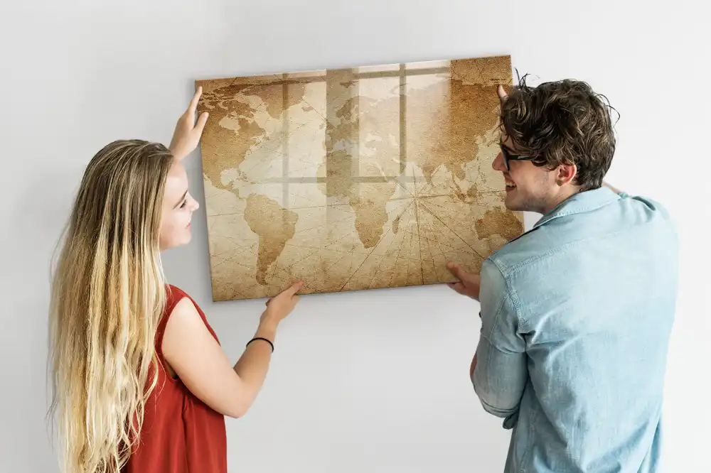 Dětská magnetická kreslící tabule s motivem historické mapy světa