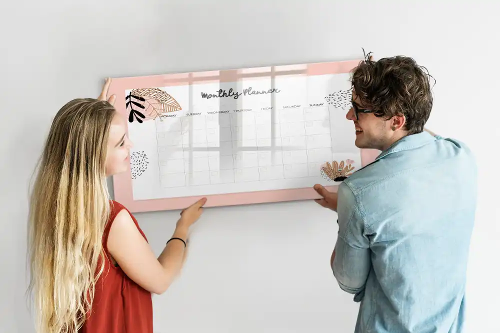 Magnetická tabule na kreslení s motivem květinového měsíčního plánovače