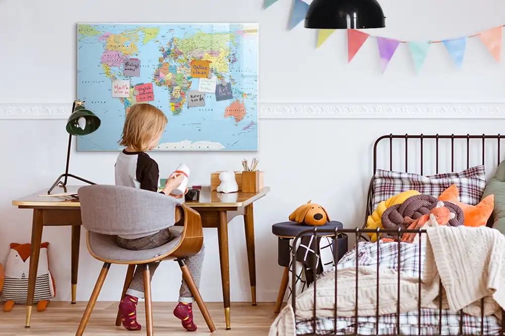 Dětská magnetická kreslící tabule s mapou světa