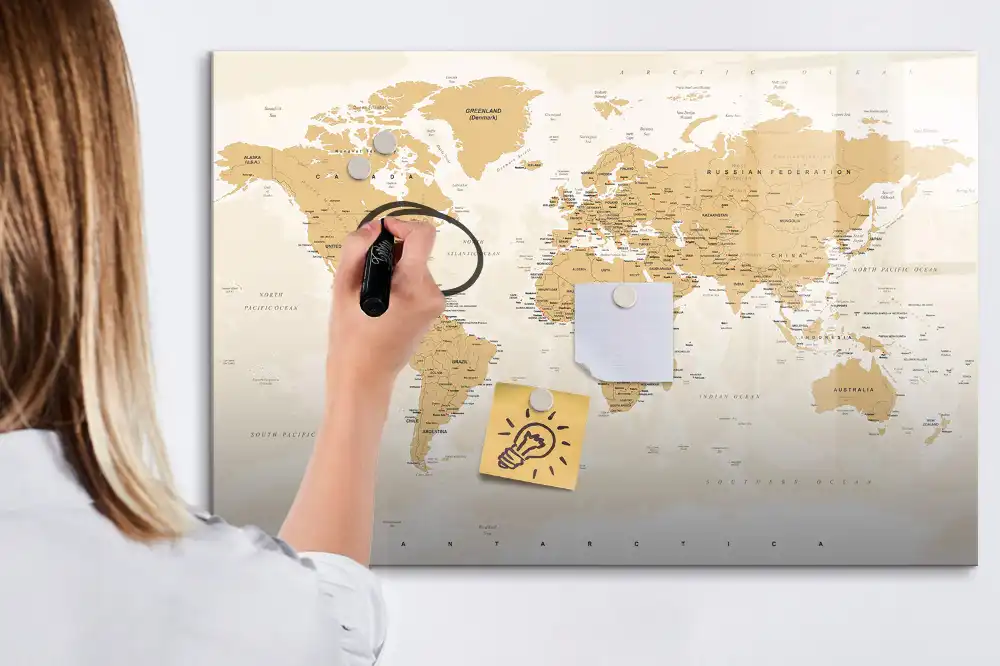 Magnetická kreslící tabule pro děti s mapou světa