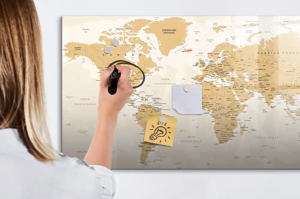 Magnetická kreslící tabule pro děti s mapou světa
