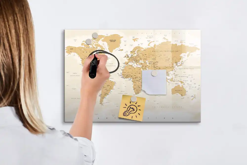 Magnetická kreslící tabule pro děti s mapou světa