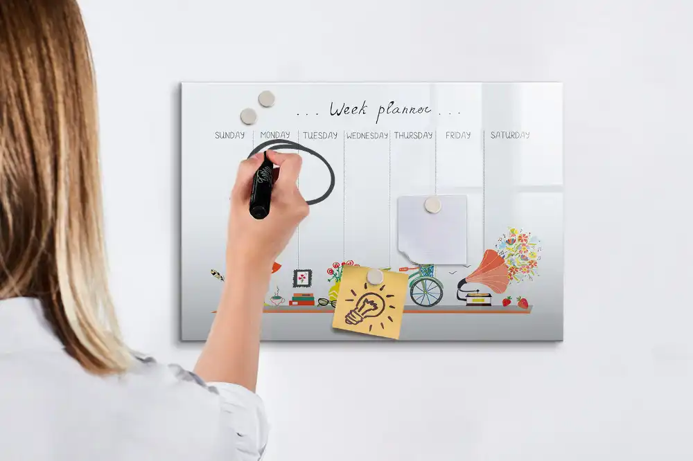Magnetická kreslící tabule týdenní organizér pro děti