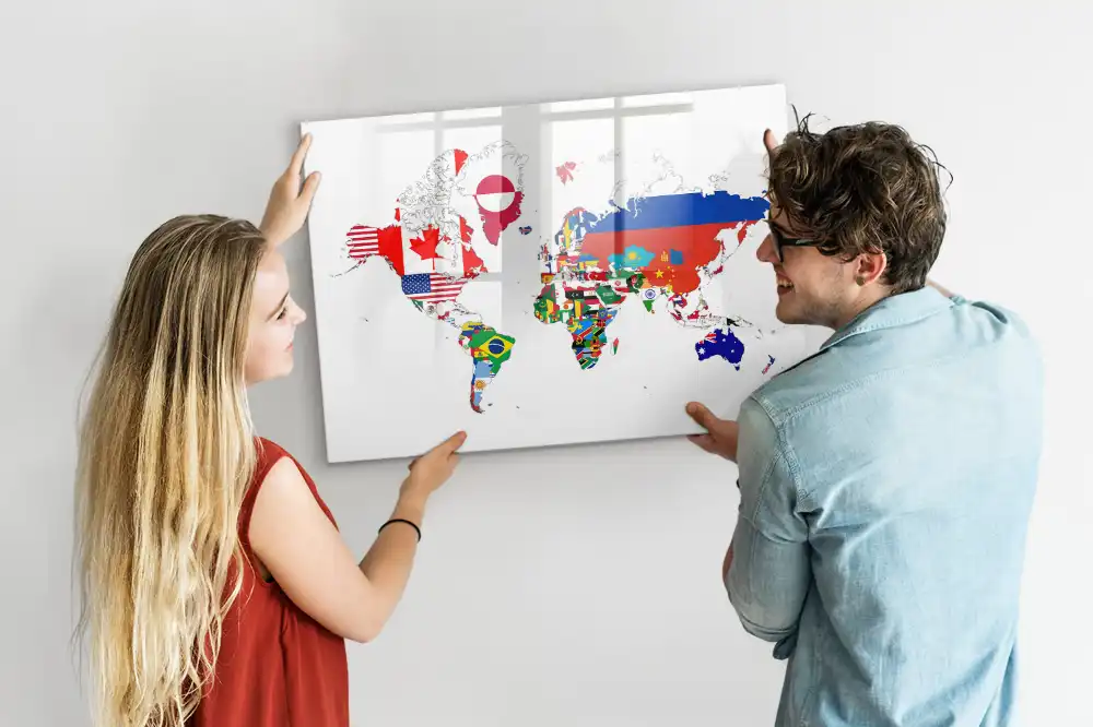 Magnetická kreslící tabule pro děti s motivem vlajek světa